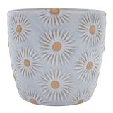 Embossed Daisy Planter White 14cm 