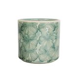 Etched Flower Planter Turquoise 12cm 