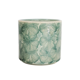 Etched Flower Planter Turquoise 12cm 