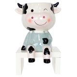 Sitting Cow Planter White & Sage 14cm 