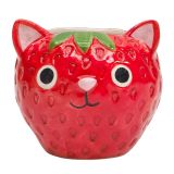 Strawberry Cat Small Planter Red 9cm 