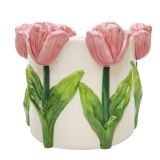 Tulip Planter Pink & White 13cm 