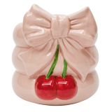 Cherry Bow Planter Pink & Red 16cm 