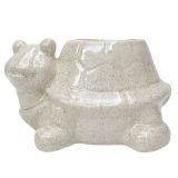 Turtle Planter Speckle White 11cm 