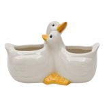 Hugging Ducks Planter White & Yellow 10c