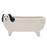 Long Dog Planter White & Black 15cm 