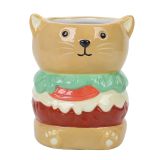 Burger Cat Planter Brown 10cm 