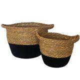 Sale Rattan Basket Natural Black S/2