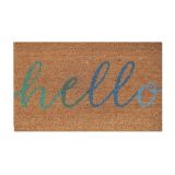 Hello Doormat Green  Blue 45x75cm 
