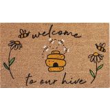Welcome To Our Hive Doormat Black & Yell