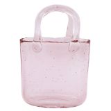 Plain Handbag Glass Vase Pink Sm 23cm 