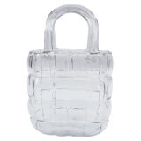 Cushioned Handbag Glass Vase Clear Sm 23