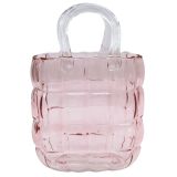 Cushioned Handbag Glass Vase Pink Sm 23c