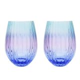 Ellie Ombre Stemless Glass Aqua & Blue 1