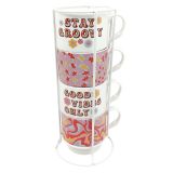 Retro Floral Stacked Mugs Colourful 300m