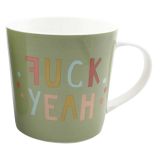 Funky Quote Fuck Yeah Mug Green  Colour