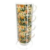 Cassia Floral Stacked Mugs Green  Yello