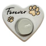 Forever Paws Heart Tealight Holder White