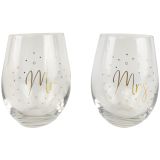 Sale Mr Mrs Wine Glass Gold 12cm S2