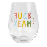 Funky Quote Fuck Yeah Wine Glass Green 