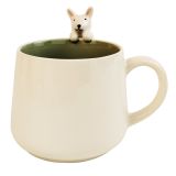 Cute Bunny Hanger Mug White & Green 11cm