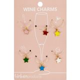 Stars Wine Charms Colourful 4cm S/6