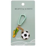 Soccer with Carabiner Keyring Black & Ye