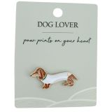 Sausage Dog Memento Pin Brown 2cm 