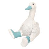 Sitting Duck in Boots Ornament Blue 13cm