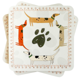 Dog Cork & MDF Coasters White 10cm S/4