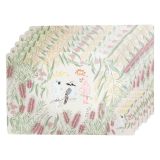 FB Birds Placemats and Coasters Pink & W