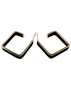 Sale Myla Square Hoop ER Gold & Black [2