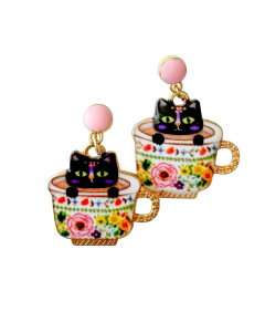 Kitto Cat and Teacup ER Black 