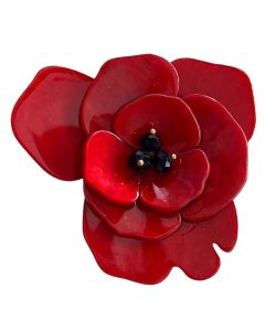 Iris Poppy Brooch Red 