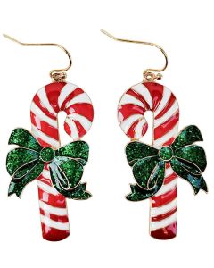 Candy Canes Earrings Red & Green 