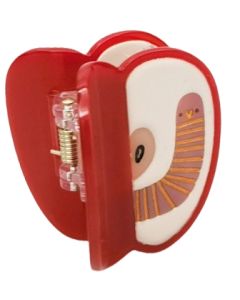 Apple & Worm Claw Clip Red 