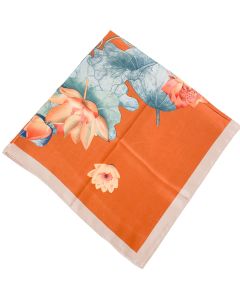 Lotus Square Scarf Orange 90cm 