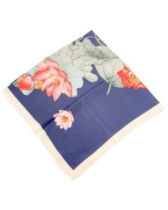 Lotus Square Scarf Blue 90cm 