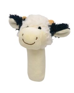 Curly Cow Soft Rattle White & Black 13cm