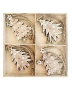 Tree Cutout Gift Box White & Natural 6cm