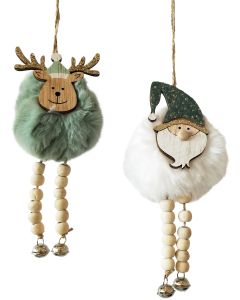 Fluffy Santa & Reindeer Dangly Legs Hang