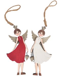 Sale Wooden Angel Hanging Decoration Red