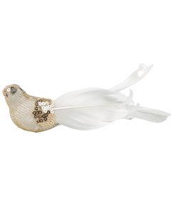 Elegant Bird Feather Clip White & Gold 1