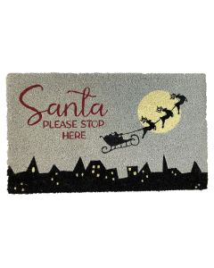 Santa Please Stop Here Doormat Red & Gre