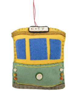 Tram Fabric Hanging Decoration Green & Y