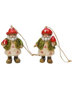 Toadstool Santa Resin Hanging Red & Gree