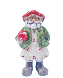 Toadstool Santa Resin Standing Red & Gre