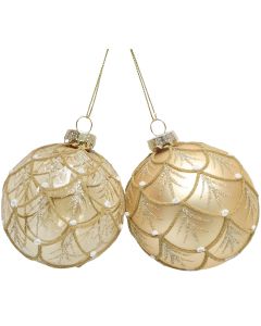 Elegant Scallop Baubles Gold 8cm (2 Asst