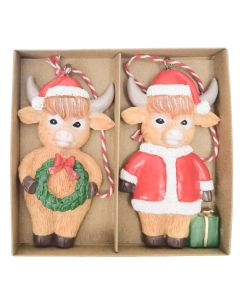 Highland Cow Hanging Decorations Red & B