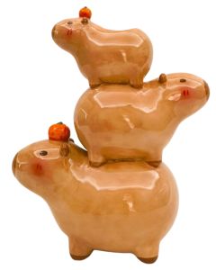 Capybara Family Stack Vase Brown 25cm 